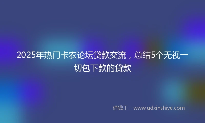 2025年热门卡农论坛贷款交流，总结5个无视一切包下款的贷款