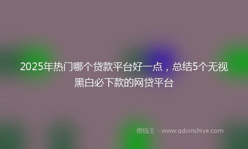2025年热门哪个贷款平台好一点，总结5个无视黑白必下款的网贷平台