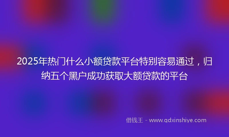 2025年热门什么小额贷款平台特别容易通过，归纳五个黑户成功获取大额贷款的平台