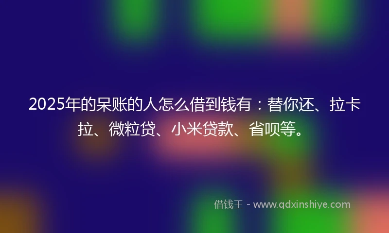 2025年的呆账的人怎么借到钱有：替你还、拉卡拉、微粒贷、小米贷款、省呗等。