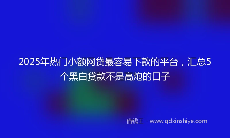 2025年热门小额网贷最容易下款的平台，汇总5个黑白贷款不是高炮的口子