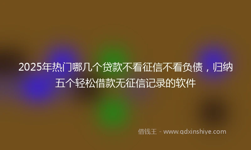 2025年热门哪几个贷款不看征信不看负债，归纳五个轻松借款无征信记录的软件