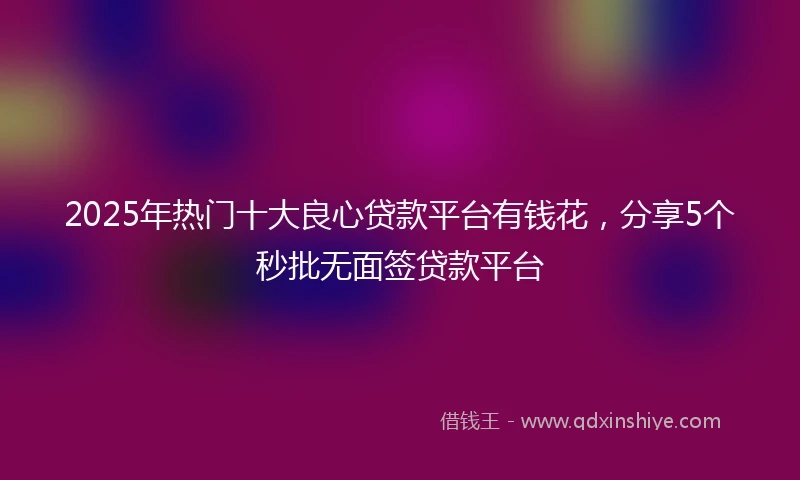 2025年热门十大良心贷款平台有钱花，分享5个秒批无面签贷款平台