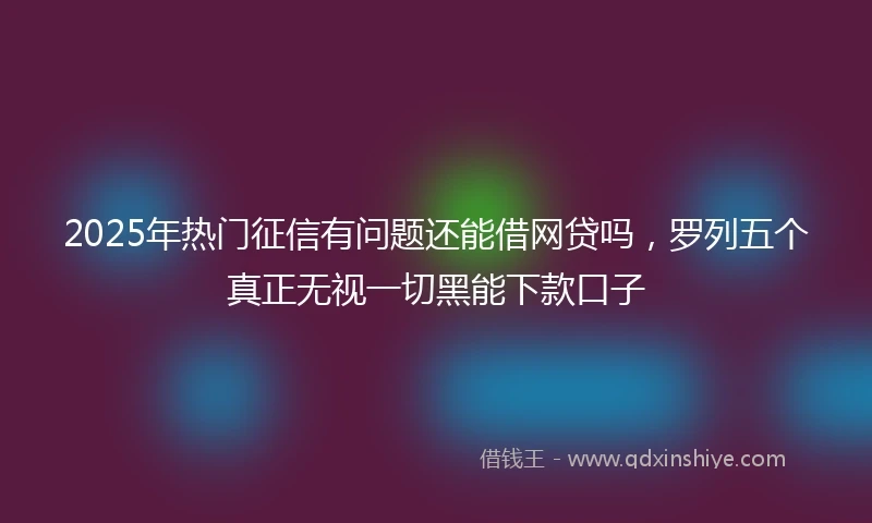 2025年热门征信有问题还能借网贷吗，罗列五个真正无视一切黑能下款口子