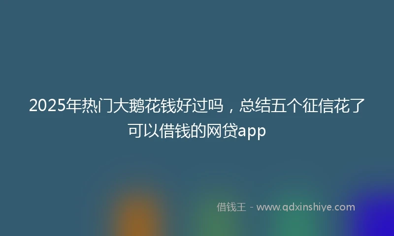 2025年热门大鹅花钱好过吗，总结五个征信花了可以借钱的网贷app