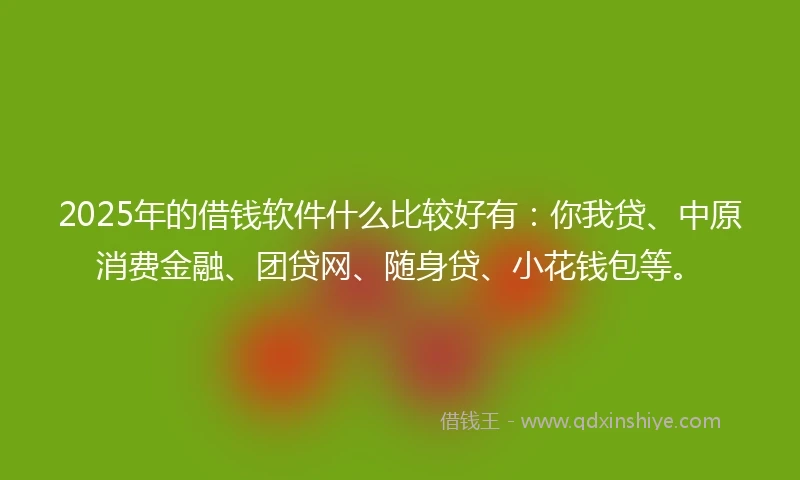 2025年的借钱软件什么比较好有：你我贷、中原消费金融、团贷网、随身贷、小花钱包等。