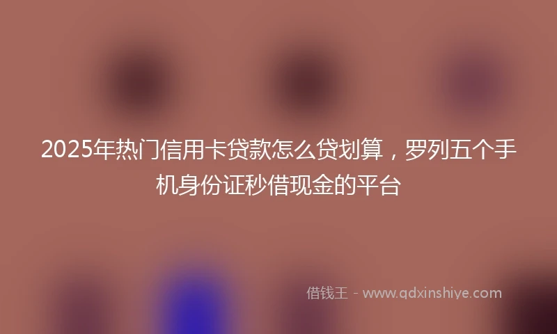 2025年热门信用卡贷款怎么贷划算，罗列五个手机身份证秒借现金的平台