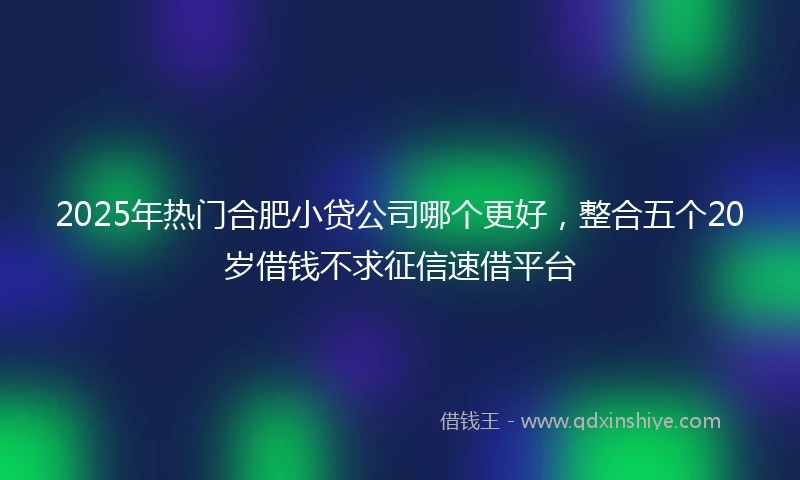2025年热门合肥小贷公司哪个更好，整合五个20岁借钱不求征信速借平台