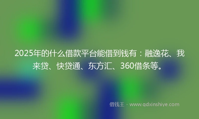2025年的什么借款平台能借到钱有：融逸花、我来贷、快贷通、东方汇、360借条等。