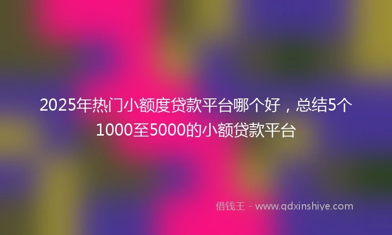 2025年热门小额度贷款平台哪个好，总结5个1000至5000的小额贷款平台