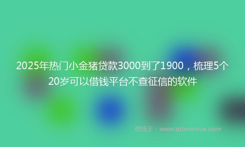2025年热门小金猪贷款3000到了1900，梳理5个20岁可以借钱平台不查征信的软件