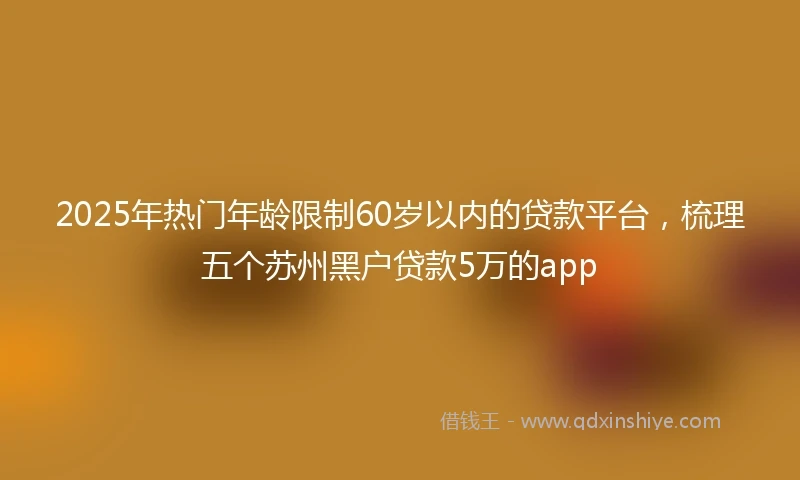 2025年热门年龄限制60岁以内的贷款平台，梳理五个苏州黑户贷款5万的app