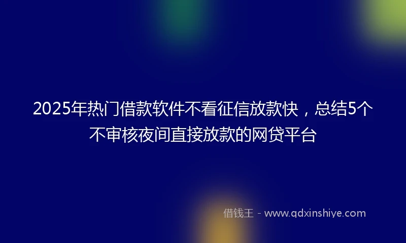 2025年热门借款软件不看征信放款快，总结5个不审核夜间直接放款的网贷平台