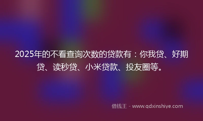 2025年的不看查询次数的贷款有：你我贷、好期贷、读秒贷、小米贷款、投友圈等。