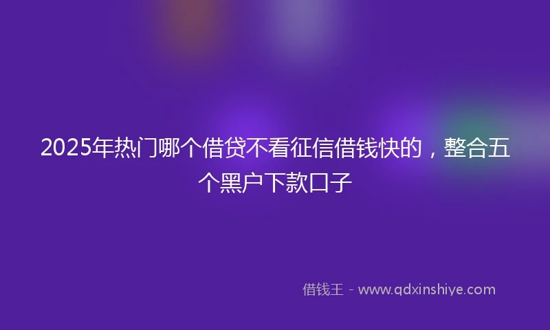 2025年热门哪个借贷不看征信借钱快的，整合五个黑户下款口子