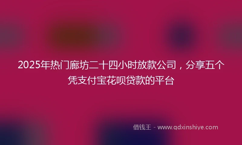 2025年热门廊坊二十四小时放款公司，分享五个凭支付宝花呗贷款的平台