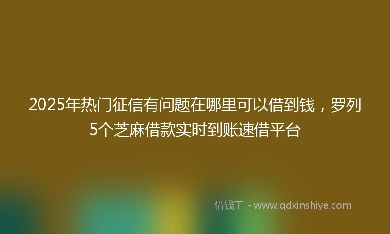 2025年热门征信有问题在哪里可以借到钱，罗列5个芝麻借款实时到账速借平台