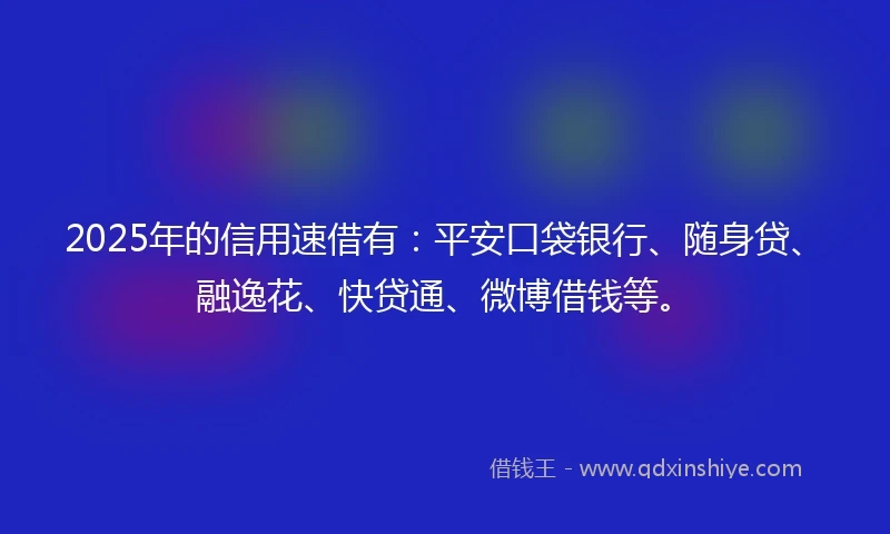 2025年的信用速借有：平安口袋银行、随身贷、融逸花、快贷通、微博借钱等。
