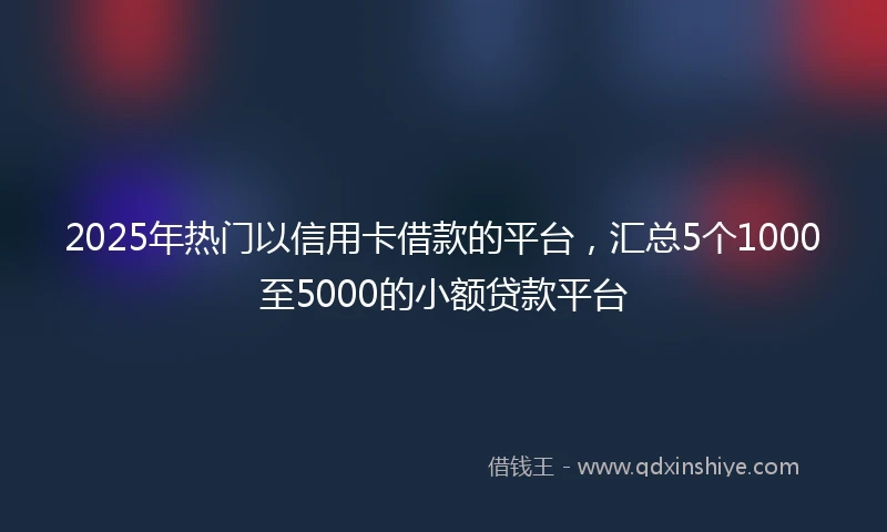 2025年热门以信用卡借款的平台，汇总5个1000至5000的小额贷款平台