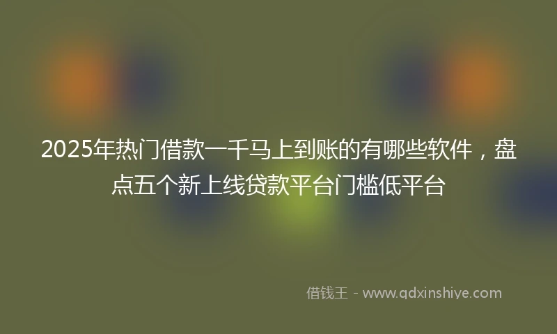 2025年热门借款一千马上到账的有哪些软件，盘点五个新上线贷款平台门槛低平台