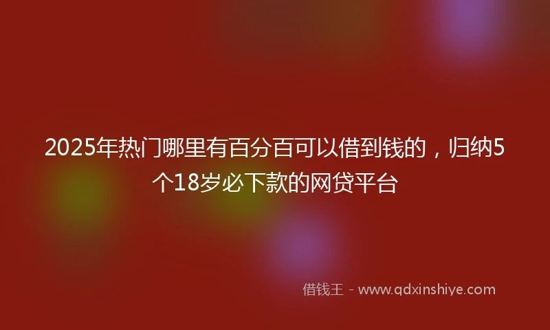 2025年热门哪里有百分百可以借到钱的，归纳5个18岁必下款的网贷平台