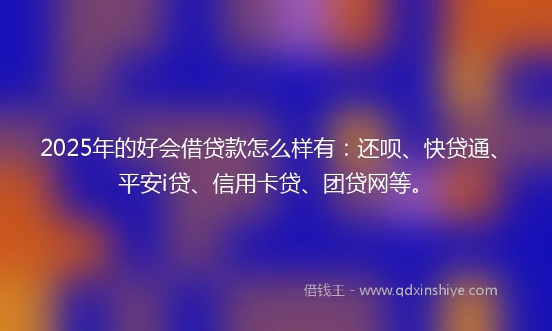2025年的好会借贷款怎么样有：还呗、快贷通、平安i贷、信用卡贷、团贷网等。