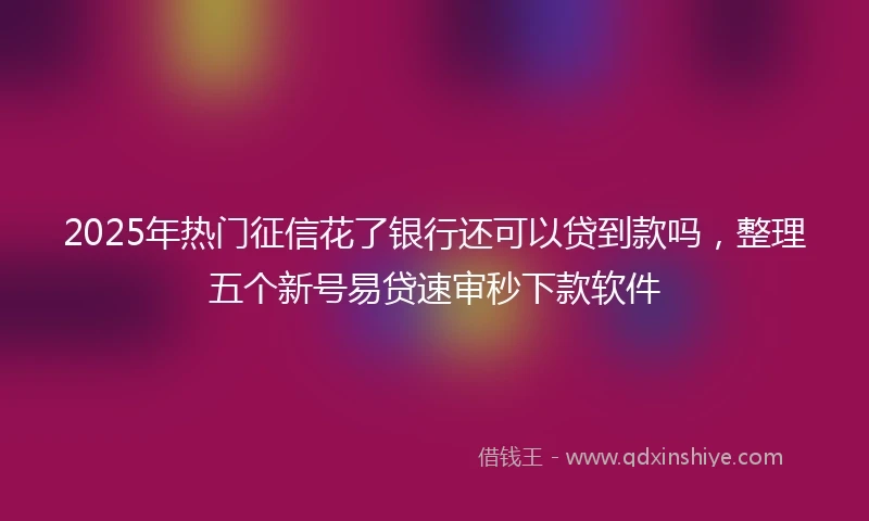 2025年热门征信花了银行还可以贷到款吗，整理五个新号易贷速审秒下款软件
