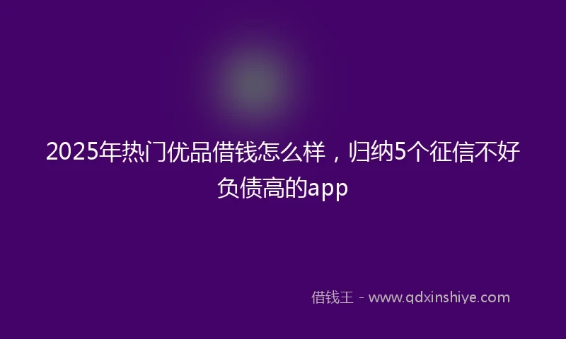 2025年热门优品借钱怎么样，归纳5个征信不好负债高的app