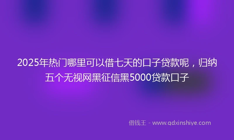 2025年热门哪里可以借七天的口子贷款呢，归纳五个无视网黑征信黑5000贷款口子