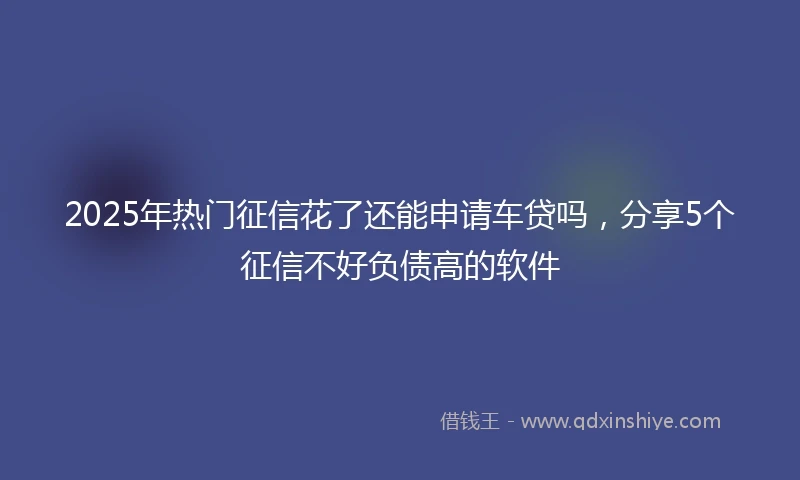 2025年热门征信花了还能申请车贷吗，分享5个征信不好负债高的软件