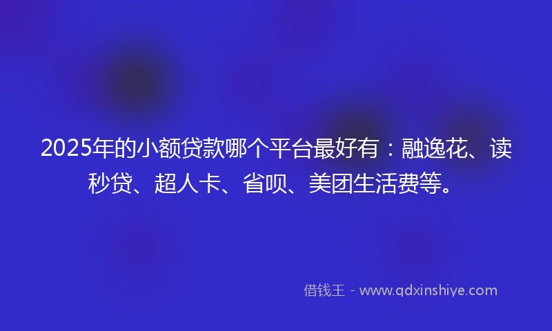 2025年的小额贷款哪个平台最好有：融逸花、读秒贷、超人卡、省呗、美团生活费等。
