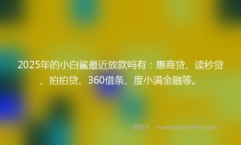 2025年的小白鲨最近放款吗有：惠商贷、读秒贷、拍拍贷、360借条、度小满金融等。