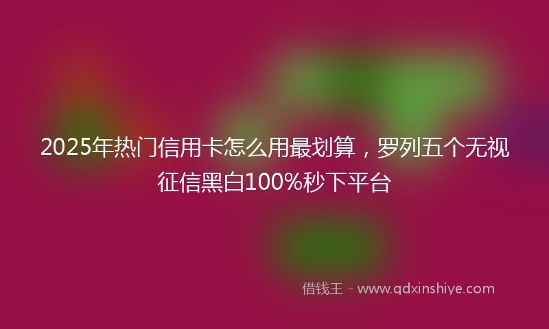 2025年热门信用卡怎么用最划算，罗列五个无视征信黑白100%秒下平台