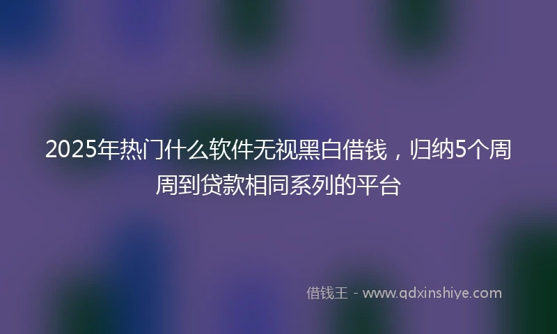2025年热门什么软件无视黑白借钱，归纳5个周周到贷款相同系列的平台