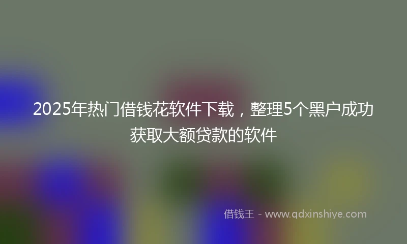 2025年热门借钱花软件下载，整理5个黑户成功获取大额贷款的软件