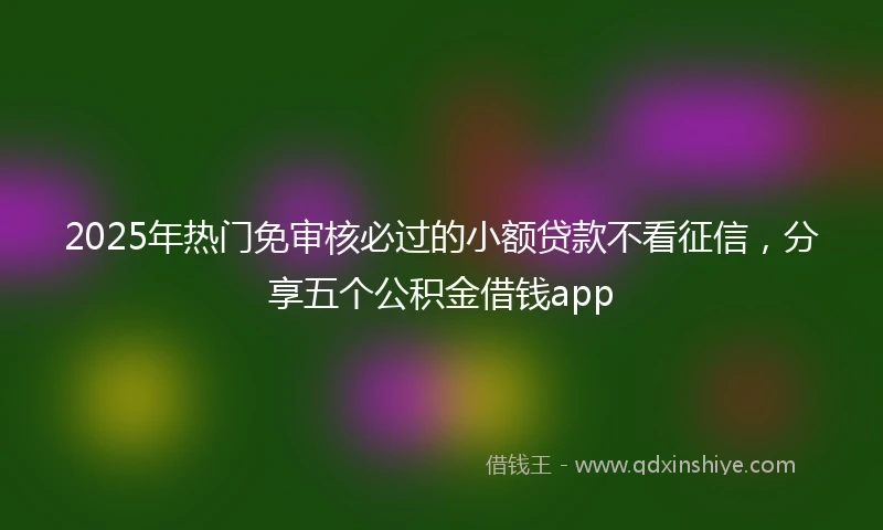 2025年热门免审核必过的小额贷款不看征信，分享五个公积金借钱app
