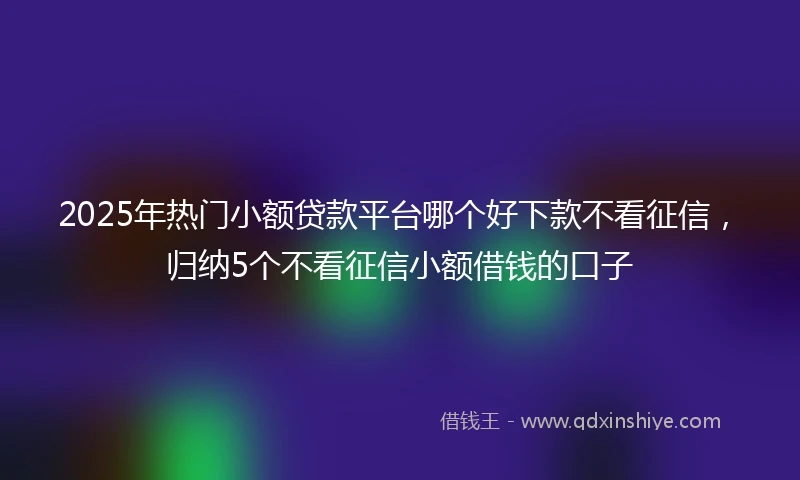 2025年热门小额贷款平台哪个好下款不看征信，归纳5个不看征信小额借钱的口子
