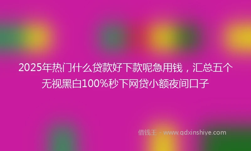 2025年热门什么贷款好下款呢急用钱，汇总五个无视黑白100%秒下网贷小额夜间口子