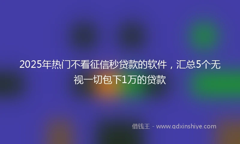 2025年热门不看征信秒贷款的软件，汇总5个无视一切包下1万的贷款