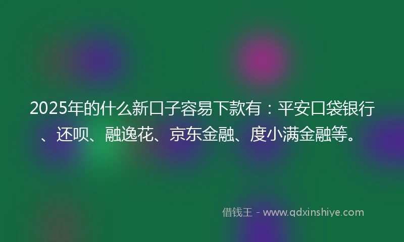 2025年的什么新口子容易下款有：平安口袋银行、还呗、融逸花、京东金融、度小满金融等。