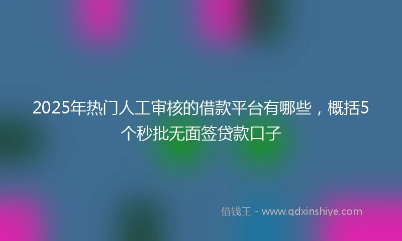 2025年热门人工审核的借款平台有哪些，概括5个秒批无面签贷款口子
