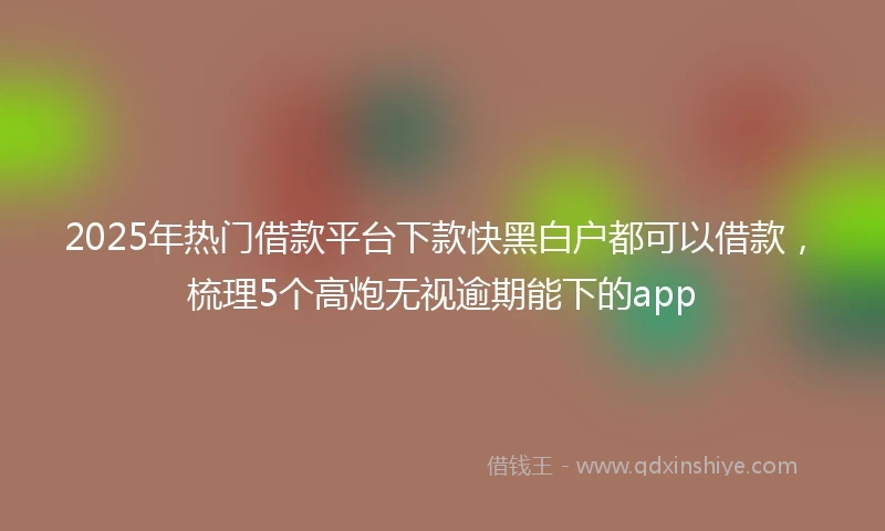 2025年热门借款平台下款快黑白户都可以借款，梳理5个高炮无视逾期能下的app
