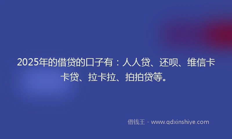 2025年的借贷的口子有：人人贷、还呗、维信卡卡贷、拉卡拉、拍拍贷等。