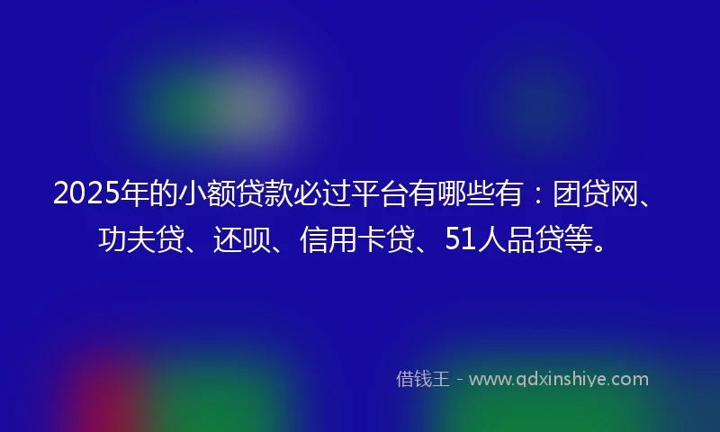 2025年的小额贷款必过平台有哪些有：团贷网、功夫贷、还呗、信用卡贷、51人品贷等。