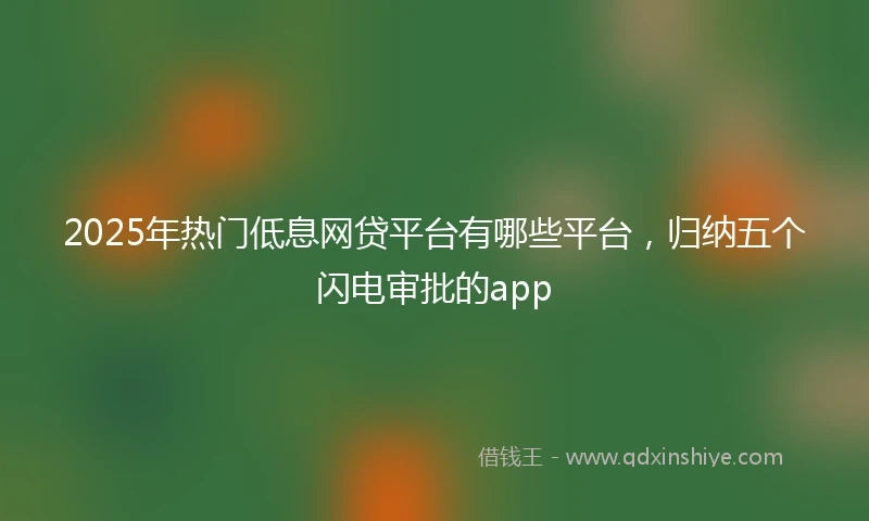 2025年热门低息网贷平台有哪些平台，归纳五个闪电审批的app