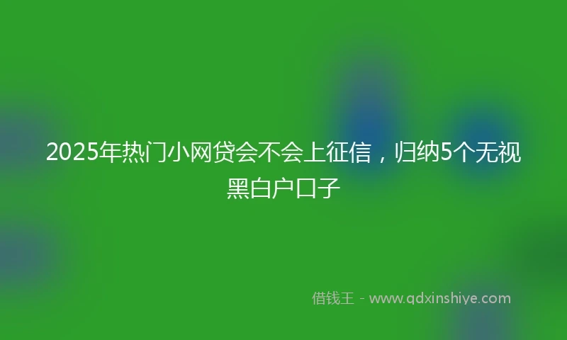 2025年热门小网贷会不会上征信，归纳5个无视黑白户口子