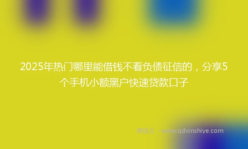 2025年热门哪里能借钱不看负债征信的，分享5个手机小额黑户快速贷款口子