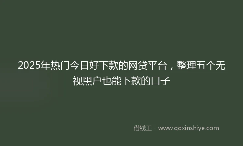 2025年热门今日好下款的网贷平台，整理五个无视黑户也能下款的口子