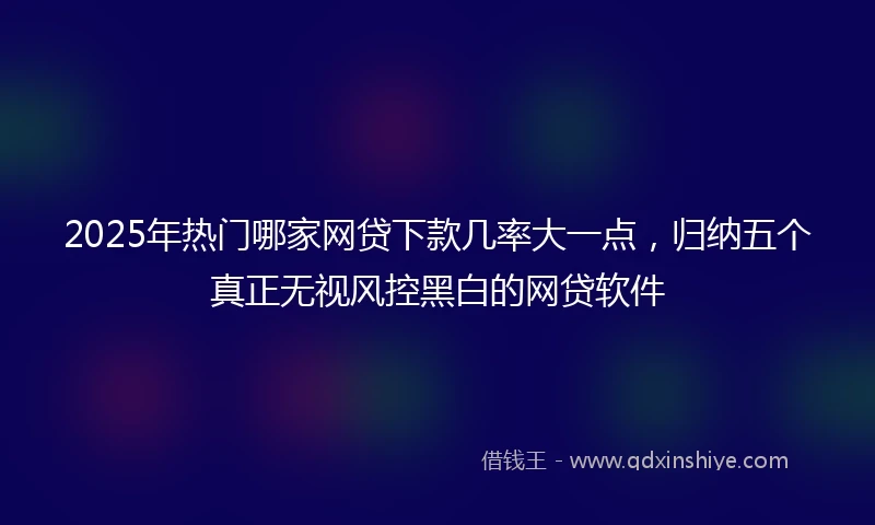 2025年热门哪家网贷下款几率大一点，归纳五个真正无视风控黑白的网贷软件
