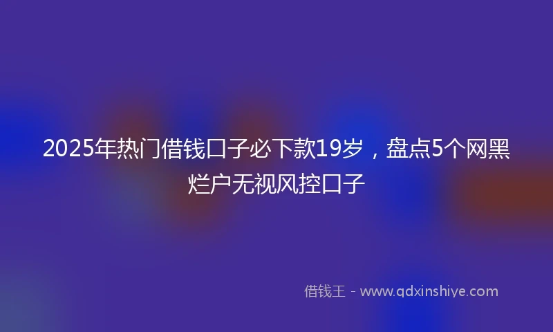 2025年热门借钱口子必下款19岁，盘点5个网黑烂户无视风控口子
